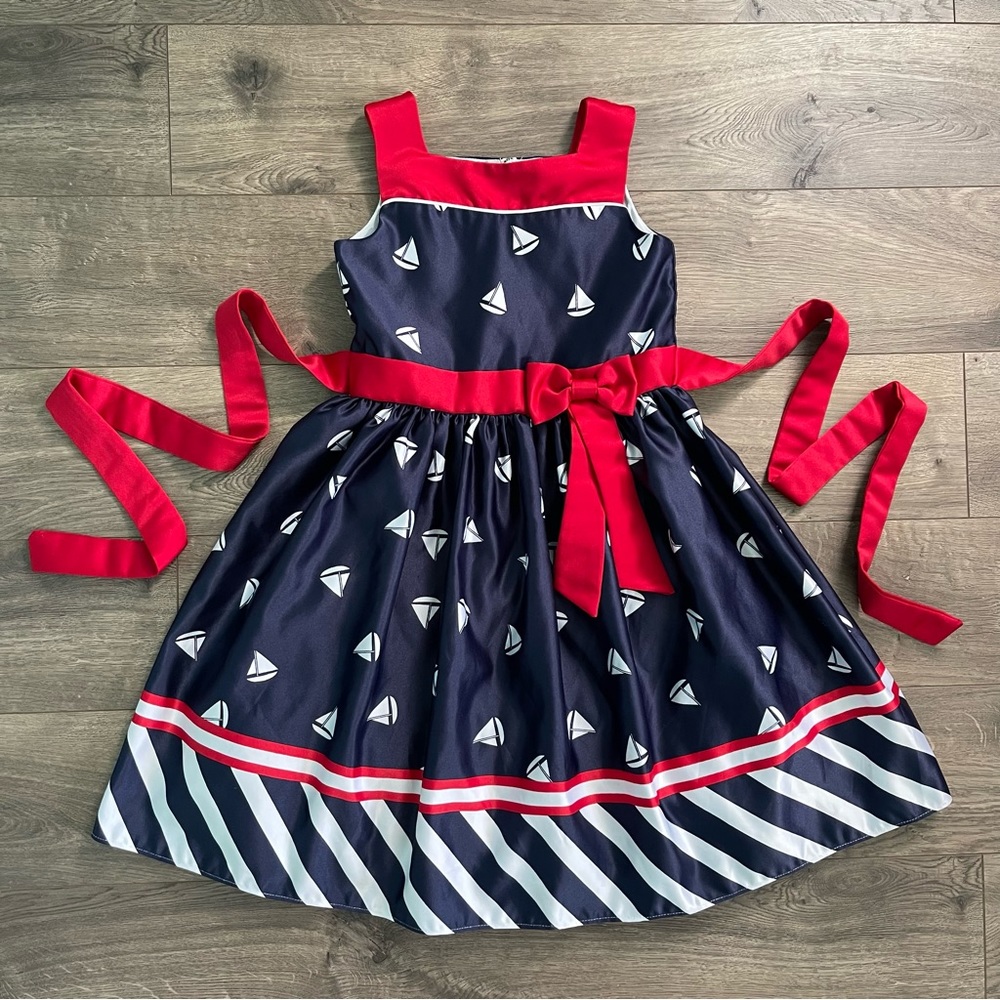 Little Miss Sailboat Nautical Girls Dress